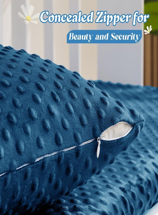 Entisn Toddler Pillowcase 13 x 18 Inch, 2 Pack Minky Dot Toddler Pillow Covers with Zipper Closure, Soft Fleece Pillow Shams for Nursery, Girls, Boys (Navy Blue) - Image 3